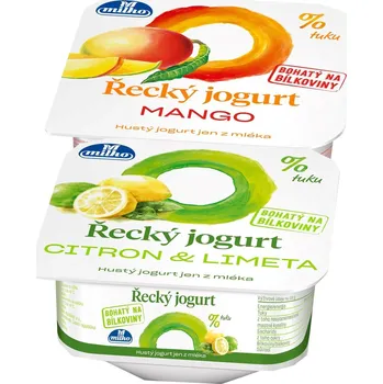 Milko Řecký jogurt 0% mango + citron/limetka 2×140 g