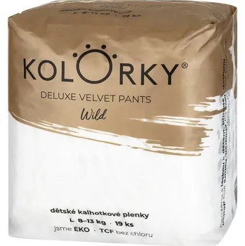 Plenkové kalhoty Kolorky EKO Jednorázové plenkové kalhotky deluxe velvet L wild (8–13kg) 19 ks