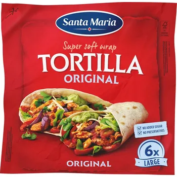 Trvanlivě pečivo Santa Maria Tex Mex Original wrap pšeničná tortilla 24cm 6ks