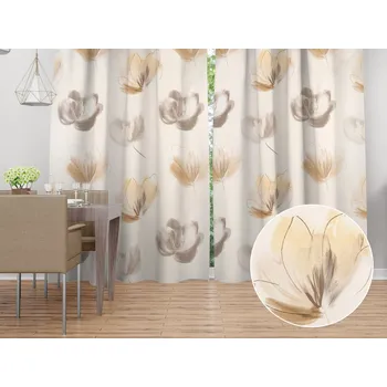 ubrus Dekorační závěs PM-109 Akvarelové tulipány na krémovém 145x140 cm