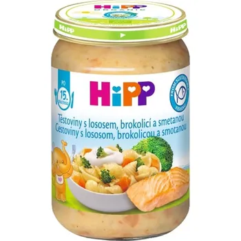 Dětská výživa HiPP Těstoviny s lososem, brokolicí a smetanou