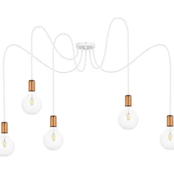 Lustr na lanku MIROS 5xE27/60W/230V pavouk bílá/měděná