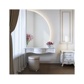 Zrcadlo Půlkruhové koupelnové zrcadlo se seříznutým spodkem s osvětlením – HELENA LED