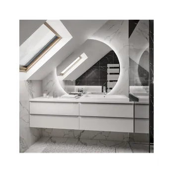 Zrcadlo Kulaté zrcadlo do podkroví se zkosenými boky a osvětlením - OLGA LED