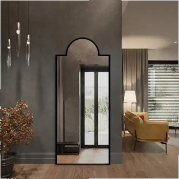 Zrcadlo Dekorativní polooválné zrcadlo v černém rámu z MDF - ROSANO