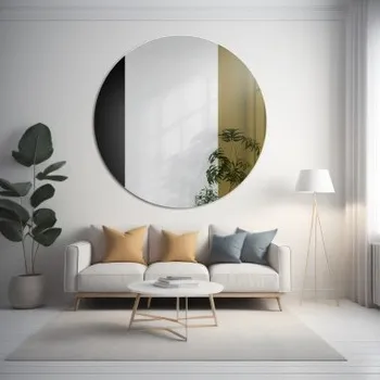 Zrcadlo Kulatý dekorativní zrcadlový barevný panel - černo-zlatý - ANTON