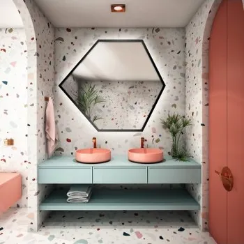 Zrcadlo Zrcadlo geometrického tvaru v rámu s osvětlením – GEOME V RÁMU LED