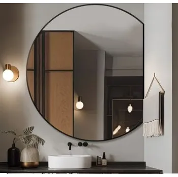 Zrcadlo Kulaté zrcadlo v černém matném rámu z MDF - OTTO SE ŠIKMÝM BOKEM