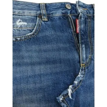 Dámská sukně Dsquared2 Džínová sukně Fringed Midi Modrá Regular Fit M