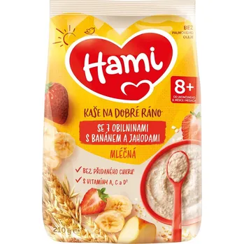 Dětská výživa Hami Mléčná kaše se 7 obilninami s banánem a jahodami