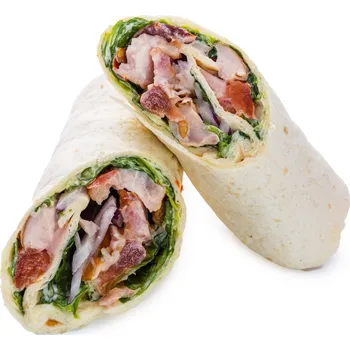 Hotové jídlo Rohlik.cz Tortilla s uzeným kuřecím masem, chilli majonézou a čerstvou zeleninou