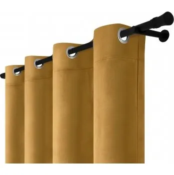 Nábytkové kování Výprodej Velurový závěs s kroužky barva Hořčicová