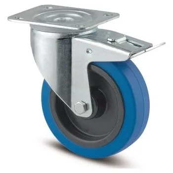 Pojezdové kolečko Alpha TENTE Kolečko pro transportní zařízení 125mm, s brzdou, plotýnka, 3477UFR125P62 modré