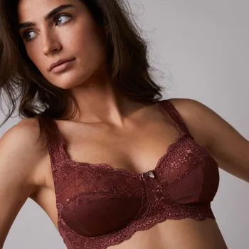 Podprsenka Confidence Lingerie Sada 2 saténových podprsenek Salford s krajkou, bez kostic čokoládová+hnědošedá 85D