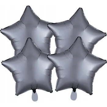 Balónek Fóliové balónky hvězdy Satin Luxe grafitové 4 ks