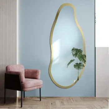 Zrcadlo Nepravidelné zrcadlo ve zlatém lesklém rámu - BARYT SHINE