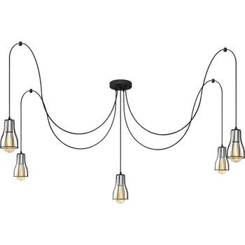 Lustr na lanku TUBE 5xE27/15W/230V pavouk černá/chrom