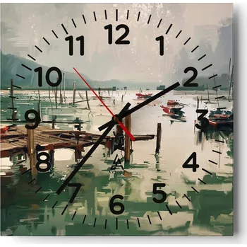Hodiny Nástěnné hodiny do obýváku 40x40 Krajina Bezhluczne Skleněné hodiny Tiché