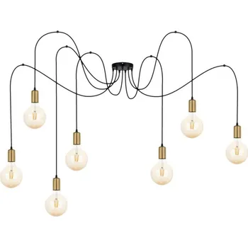 Lustr na lanku MIROS 7xE27/60W/230V pavouk černá/zlatá