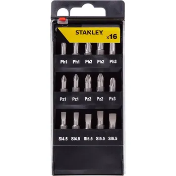 Bit STANLEY Smíšená sada bitů (ploché, PH, PZ), 16ks