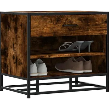 vidaXL Lavice s botníkem 60x40x53,5 cm kompozit a kovu [849219] Barva: kouřový dub