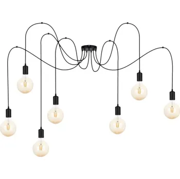 Lustr na lanku MIROS 7xE27/60W/230V pavouk černá