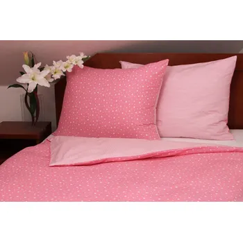 Bytový textil Tibex Bavlněné povlečení Stars Pink 70 x 90 + 140 x 220 cm