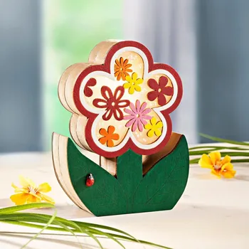 Vánoční dekorace Astoreo Dřevěná LED dekorace Květina mix barev