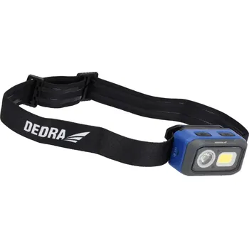 Čelovka Dedra Čelová svítilna 500 lm SMD+COB LED, 1000mAh Li-ION, 3xAAA L1015, čelovka sklopná, 55m, IP54, USB-C, senzor pohybu (Dedra L1015 SMD+COB LED sklápěcí čelovka na chození, turistiku, práce ve tmě, 500 lm, výdrž až 10 hodin, USB nabíjení / 3x AAA, dosvit
