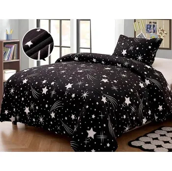 Povlečení 7dílné MIKROPLYŠOVÉ povlečení STARS černé