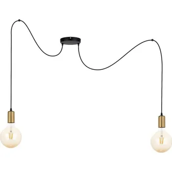 Lustr na lanku MIROS 2xE27/60W/230V pavouk černá/zlatá