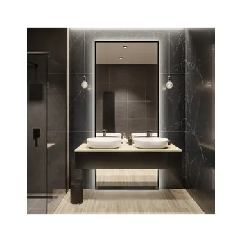 Zrcadlo Zrcadlo v černém rámu na toaletní stolek ve dvou částech s LED osvětlením - 1503 LED