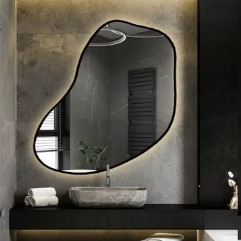 Zrcadlo Zrcadlo s organickým tvarem v rámu a LED osvětlením - KWARC V RÁMU LED