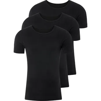 Pánské tričko LIVERGY® Pánské spodní triko, 3 kusy (kulatý výstřih, 6/L, černá)