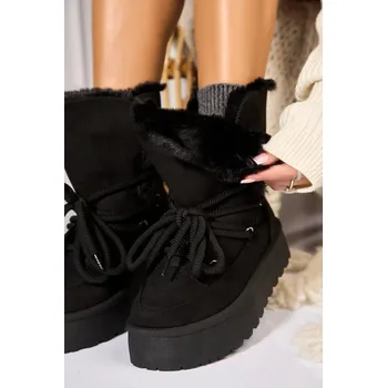 Dámská obuv Zimní boty s kožíškem černé Velikost: 37