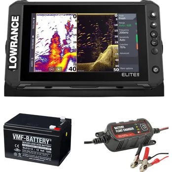 Echolot Akční Set Lowrance Sonar Elite FS 9 Active Imaging 3V1 + 2x Baterie 12Ah + Nabíječka 1,2A