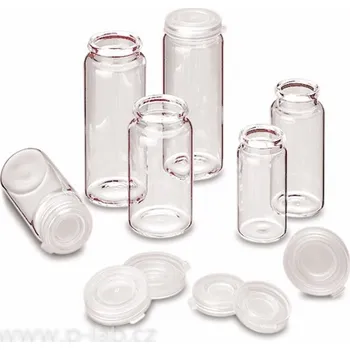 Vialka s vnějším zamačkávacím víčkem ND18/ND22 (Objem (ml): 15, Nominální průměr (mm): ND22, Průměr (mm): 26, Výška (mm): 48, Balení (ks): 100)