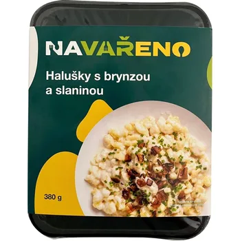Hotové jídlo Halušky s brynzou a uzenou slaninou