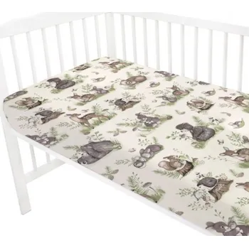 Prostěradlo Prostěradlo do postýlky bavlna potisk - POHODA V LESE na smetanovém - 120y60cm