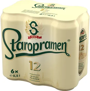 Pivo Staropramen 12 Pivo ležák světlý 6×0,5 l plech