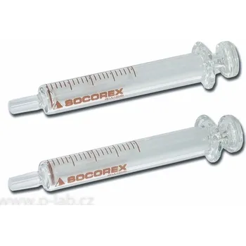 Injekční stříkačka Injekční stříkačka skleněná | SOCOREX (Objem (ml): 200, Dělení (ml): 10,0, Zakončení: Luer-Lock)