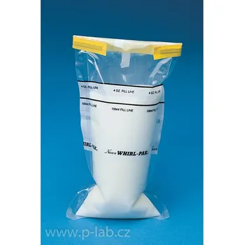 Obalový materiál Sáček stojící na vzorky WHIRL-PAK (Nominální objem (ml) : 2 000, Rozměry (mm): 190 x 380, Tloušťka fólie (mm): 0,102, Balení (ks): 250)