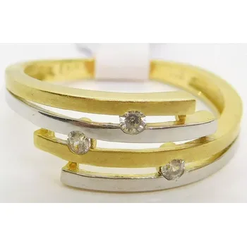 Prsten Klenoty Budín Mohutný dámský zlatý prsten se zirkony z bílého a žlutého zlata 585/2,16gr vel. 51 HK1185 (Klenoty Budín Mohutný dámský zlatý prsten se zirkony z bílého a žlutého zlata 585/2,16gr vel. 51 HK1185)