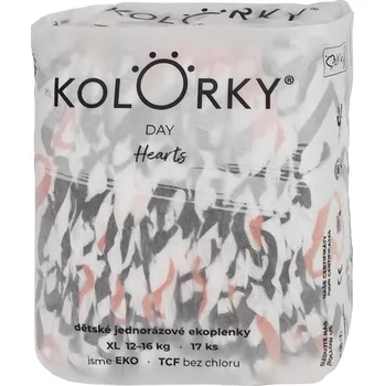 jednorázová plena Kolorky EKO Jednorázové plenky day XL srdce (12–16 kg) 17 ks
