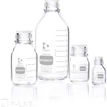 Láhev PROTECT+ se šroubovacím PP uzávěrem, čirá | DURAN® (Objem (ml): 250, Průměr (mm): 70 , Výška (mm): 138, GL: 45, Balení (ks): 10)