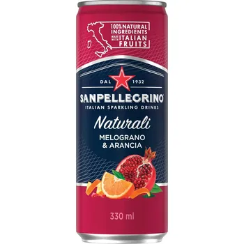 Limonáda San Pellegrino Melograno Arancia plech (granátové jablko a pomeranč)