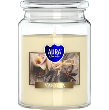Svíčka Aura Candles Velká vonná svíčka ve skle s víčkem – vanilka