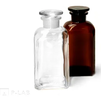 Láhev širokohrdlá hranatá se zábrusem a zátkou (Objem (ml): 500, Rozměry (mm): 92 x 71,5, Výška (mm): 148, Balení (ks): 1, Barva: čirá)