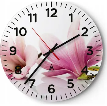 Hodiny Kuchyňské nástěnné hodiny 30x30 Květina Moderní skleněné hodiny do obýváku Tiché