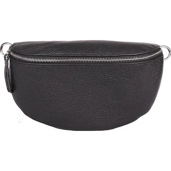 Kabelka Vera pelle (Itálie) Střední/velká dámská černá kožená ledvinka Borse in Pelle no. 156 Černá